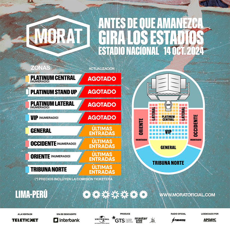 Entradas y precios para el concierto de Morat en Lima, Perú. Imagen: Masterlive.