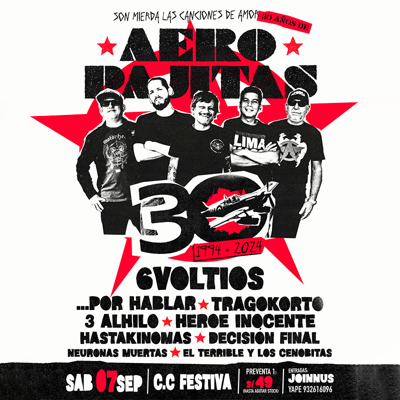 Aeropajitas Celebra 30 Años de Rock Peruano