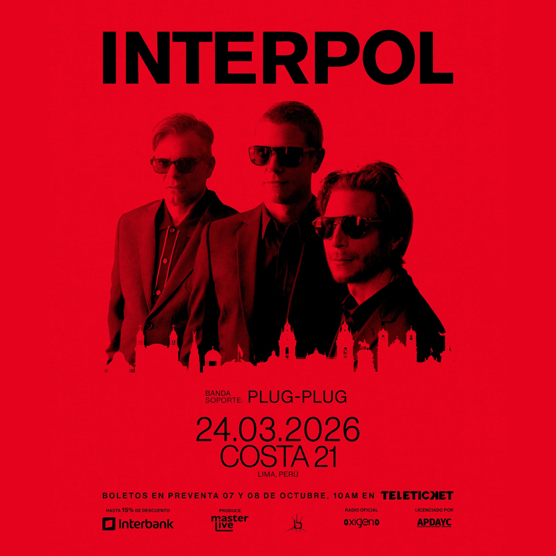 Concierto de Interpol en Lima 2026 confirmado. Indie rock, post-punk y su legado en Costa 21. Detalles de entradas y precios.