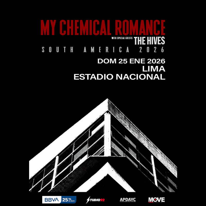 My Chemical Romance llega por primera vez a Perú con The Hives. Concierto en Lima el 25 de enero de 2026. Revisa precios de entradas.