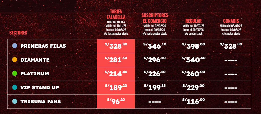 Los Fabulosos Cadillacs en Lima 2026: concierto de Los Fabulosos Cadillacs con Vicentico y Flavio Cianciarulo en su gira de 40 años.