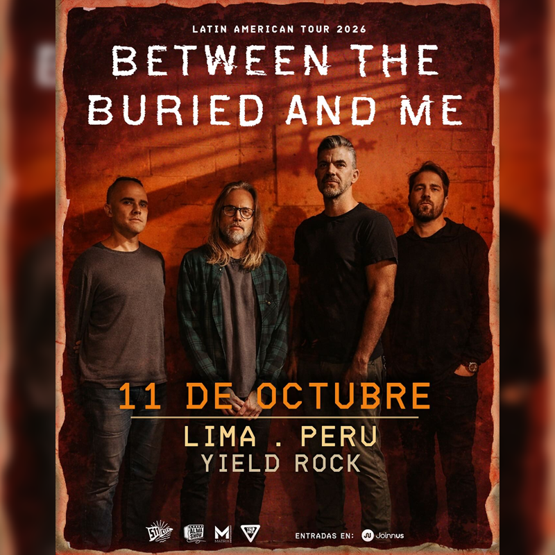Between the buried and me en Lima 2026: metal progresivo en Yield Rock