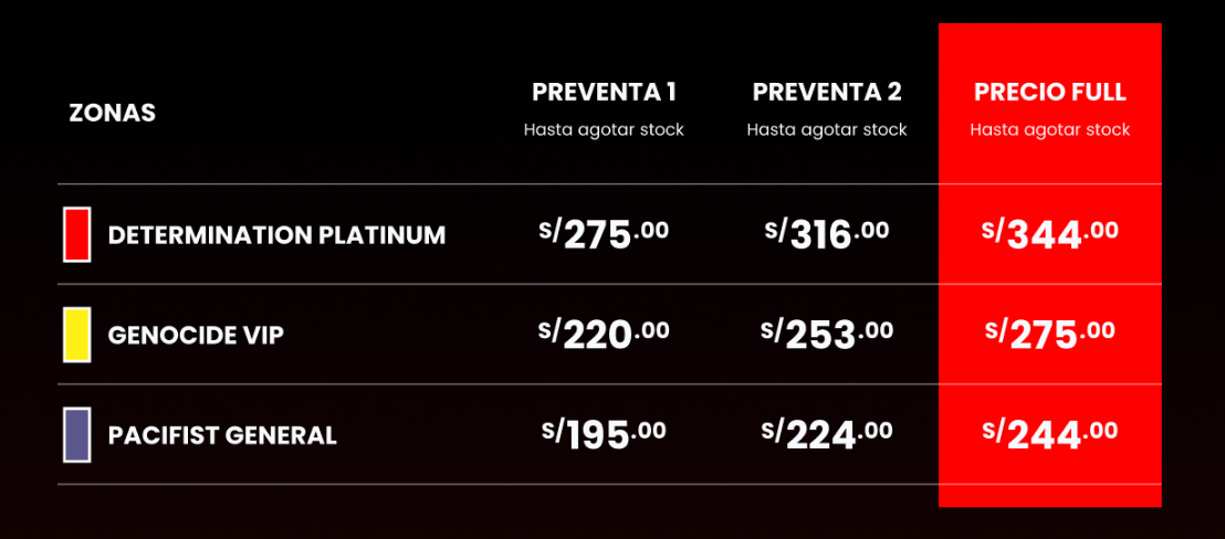 Tabla oficial de precios y preventas de entradas en Joinnus para Undertale The Determination Symphony en Lima.