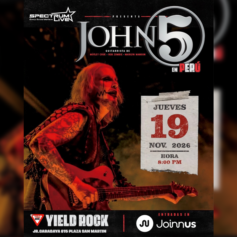 John 5 en Lima 2026: El guitarrista de Mötley Crüe
