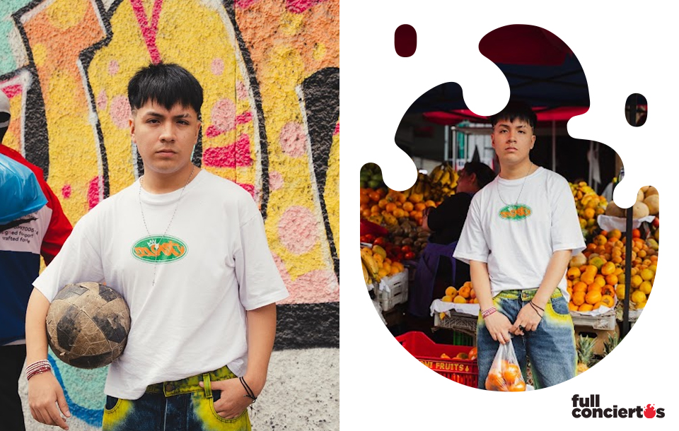 Registro fotográfico del artista Liriko en las calles del emporio comercial de Gamarra para la presentación de su tema.